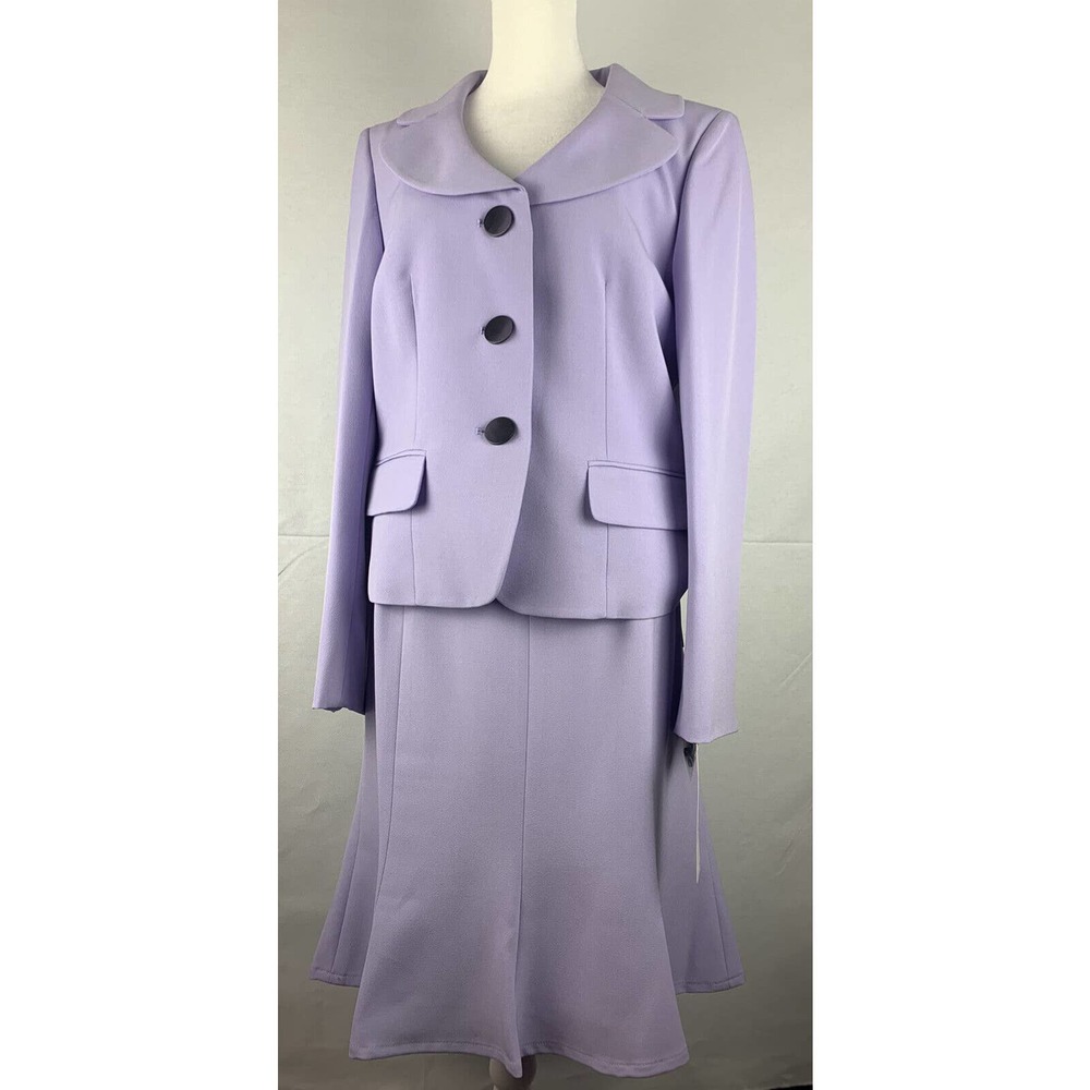 $200 NWT Le Suit Women's Lilac Three Button 2-Piece Skirt Suit Size 10